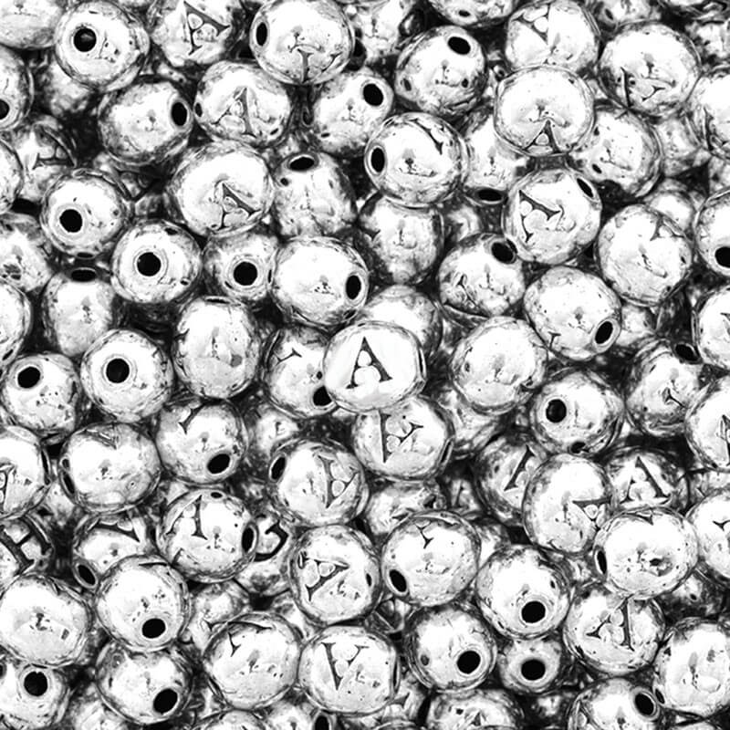 Metal beads / letter beads / letter A / silver Manzuko