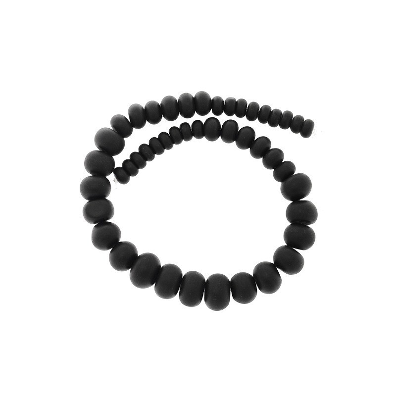 Black stone beads / string 39cm KASZUN56 Manzuko