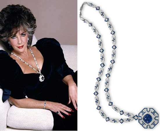 Biżuteria Elizabeth Taylor - naszyjnik z szafirami