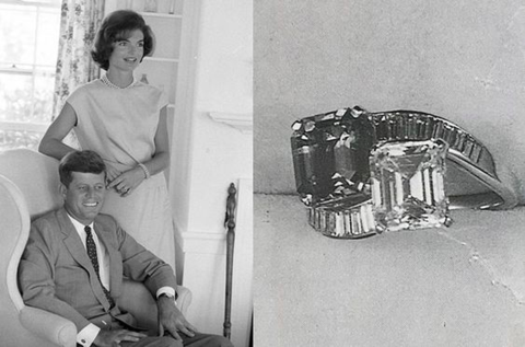 Pierwotny wygląd pierścionka zaręczynowego Jackie Kennedy. Pierścionki zaręczynowe gwiazd