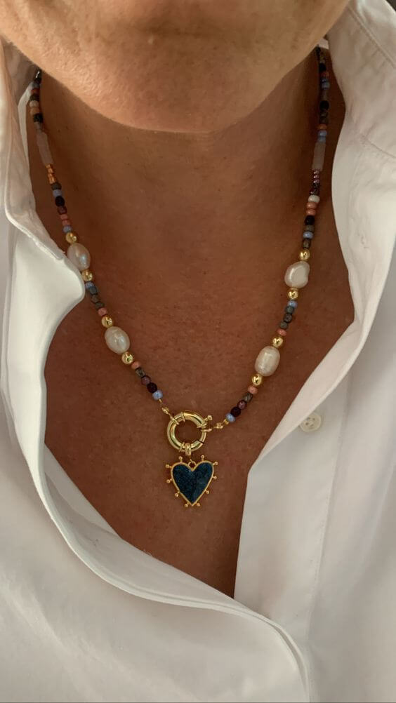 perły, kolorowy naszyjnik, federing, 7 pomysłów na biżuterię z sercem 