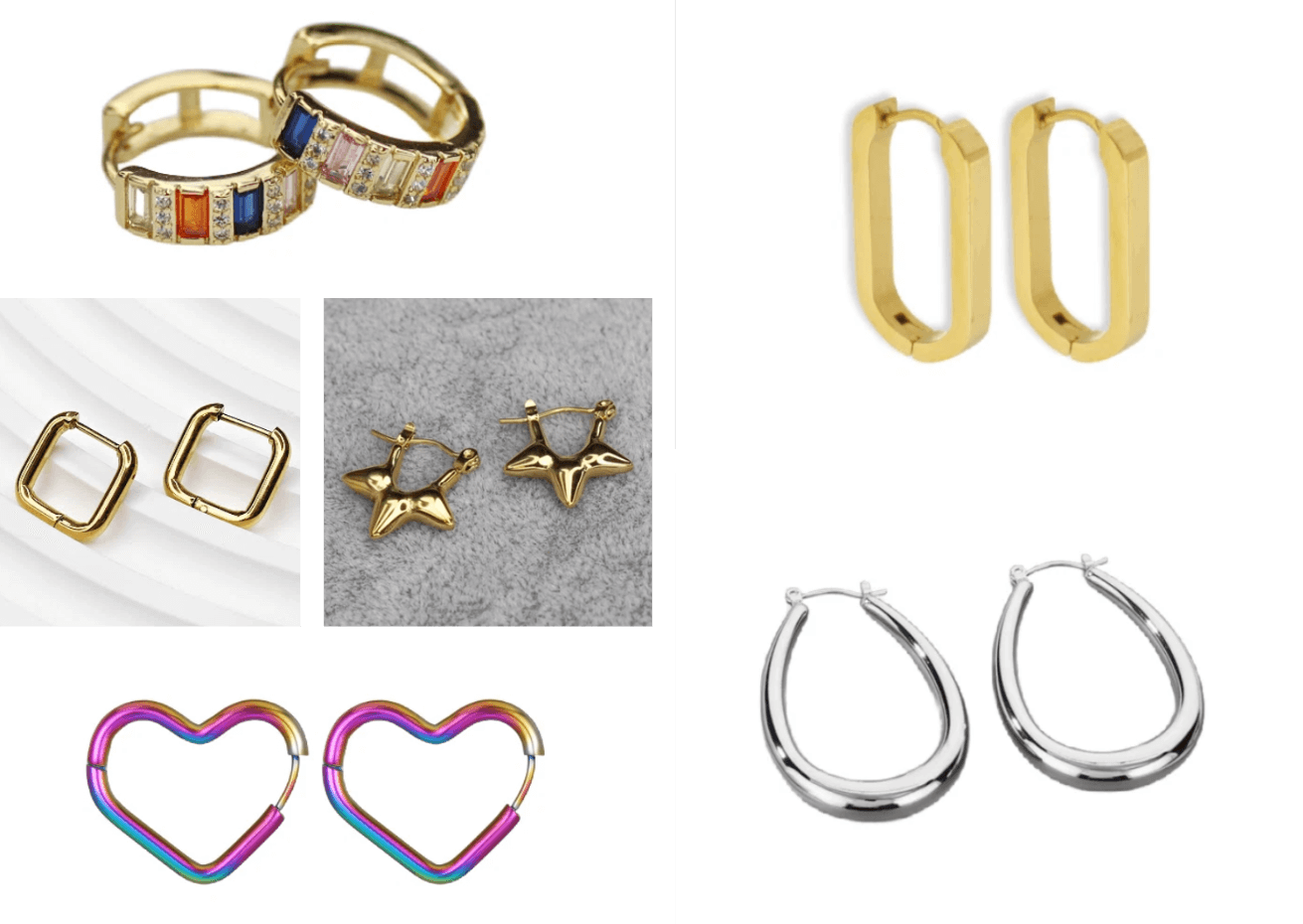 Zapinane kolczyki w różnych kształtach