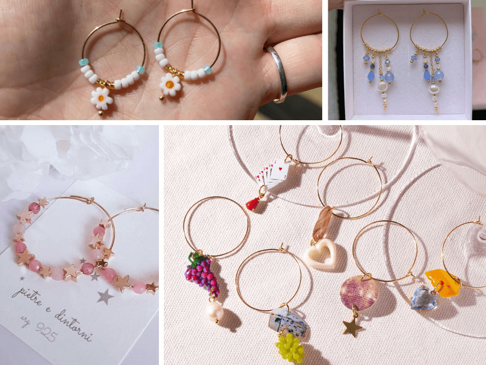 Kolczyki koła i znaczniki na kieliszki z okrągłych bigli