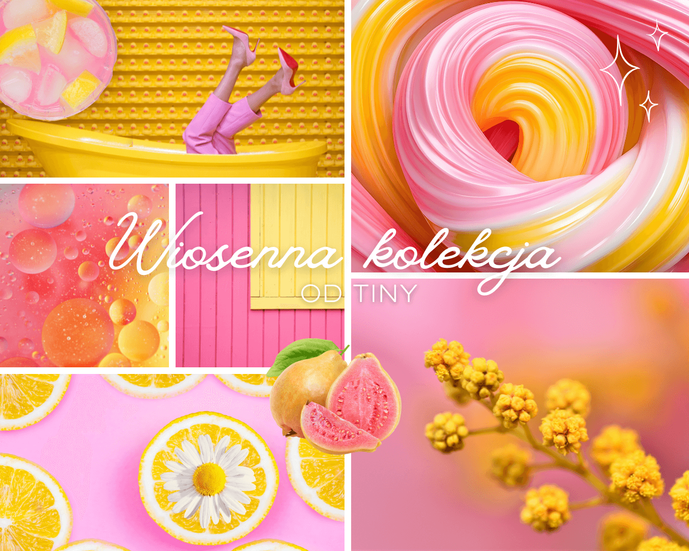 Moodboard kolażowy przedstawiający inspiracje do nowej kolekcji akcesoriów