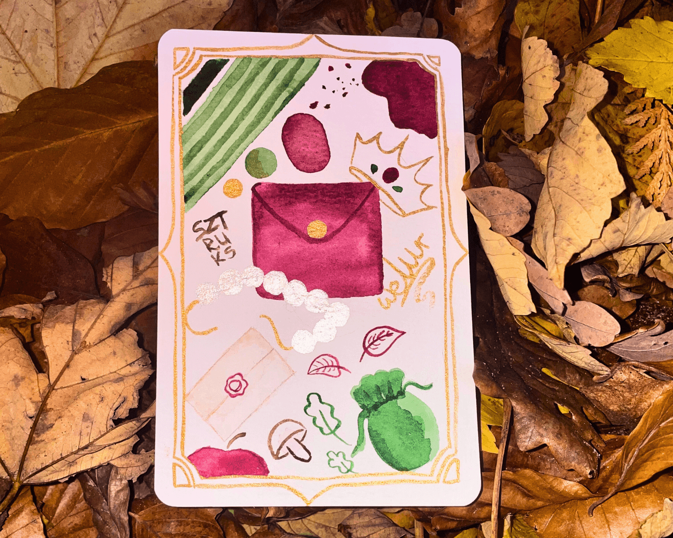 Prosty moodboard, kartka i 5 kolorów (kredek, mazaków, farb)