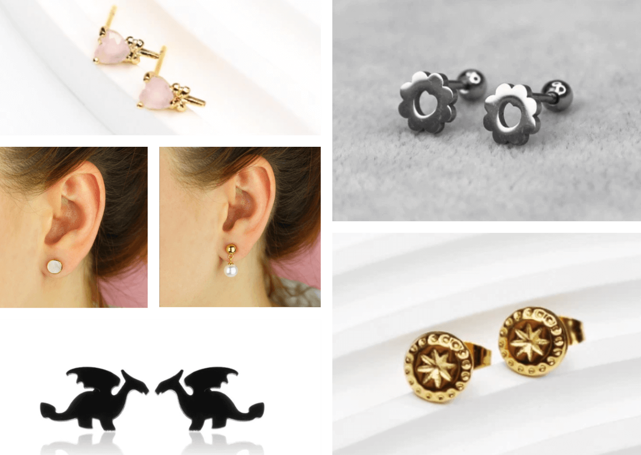 Sztyfty - klasyczne kolczyki ze stali chirurgicznej