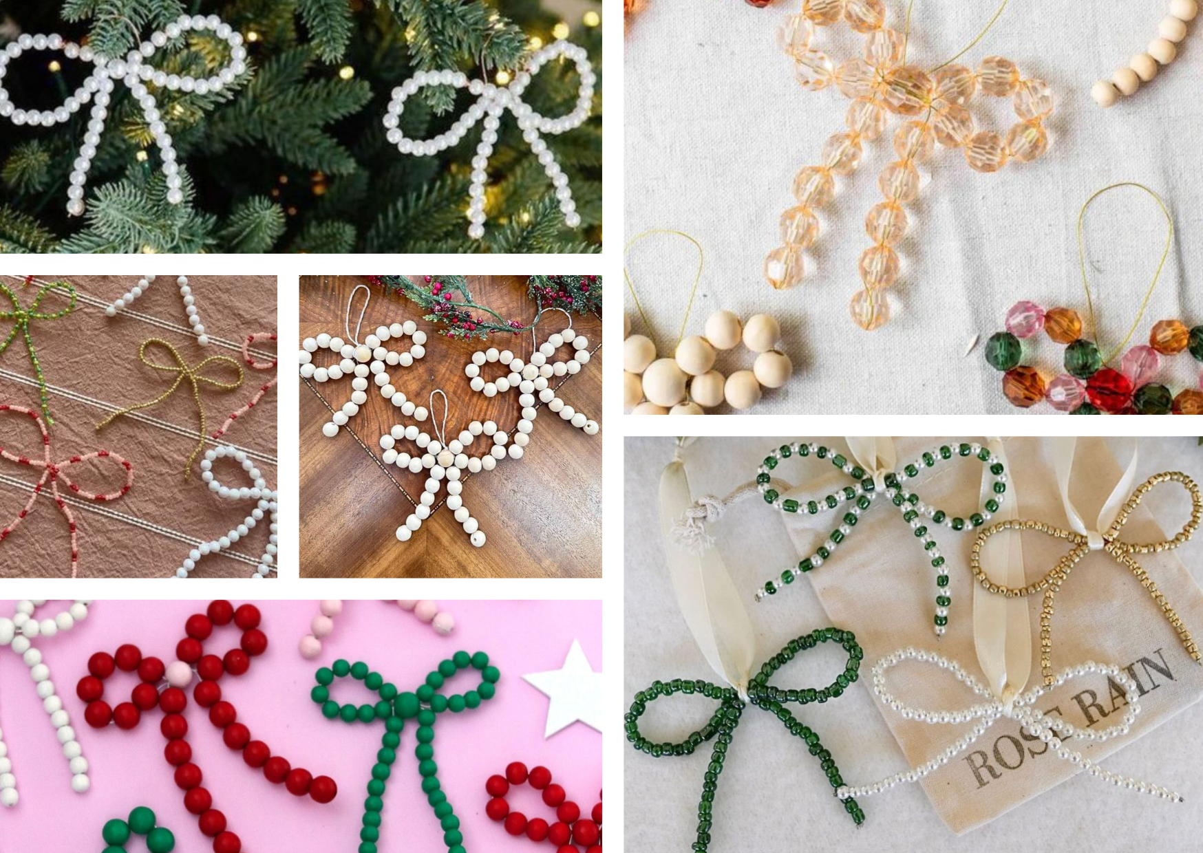 Koralikowe kokardki jako ozdoby świąteczne