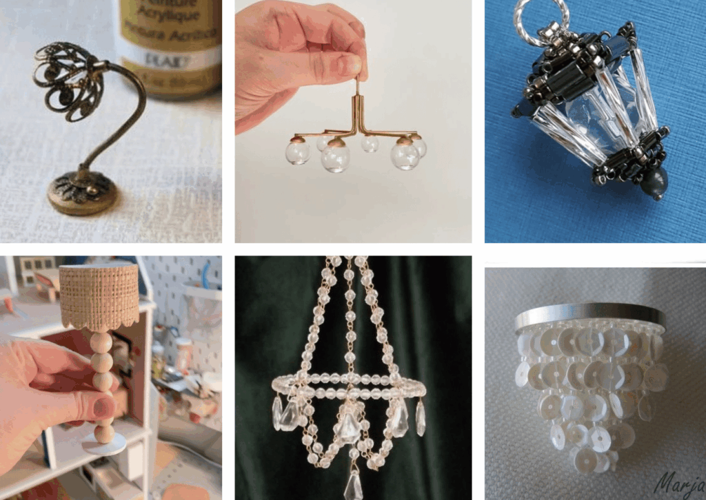 Koraliki i półfabrykaty użyte do zrobienia miniaturowego oświetlenia